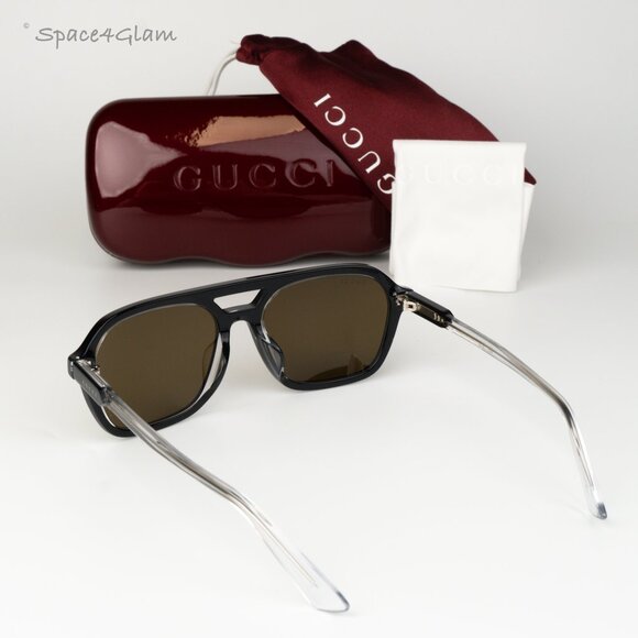 Gucci Women Sunglasses Black Brown Pilot GG1823SA 003 NEW AUTHENTIC main image 5
